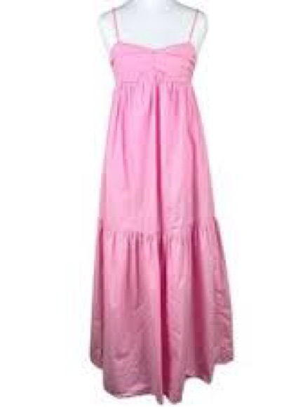 Amanda Uprichard Sima Pink Tiered Maxi Dress Women's Size M